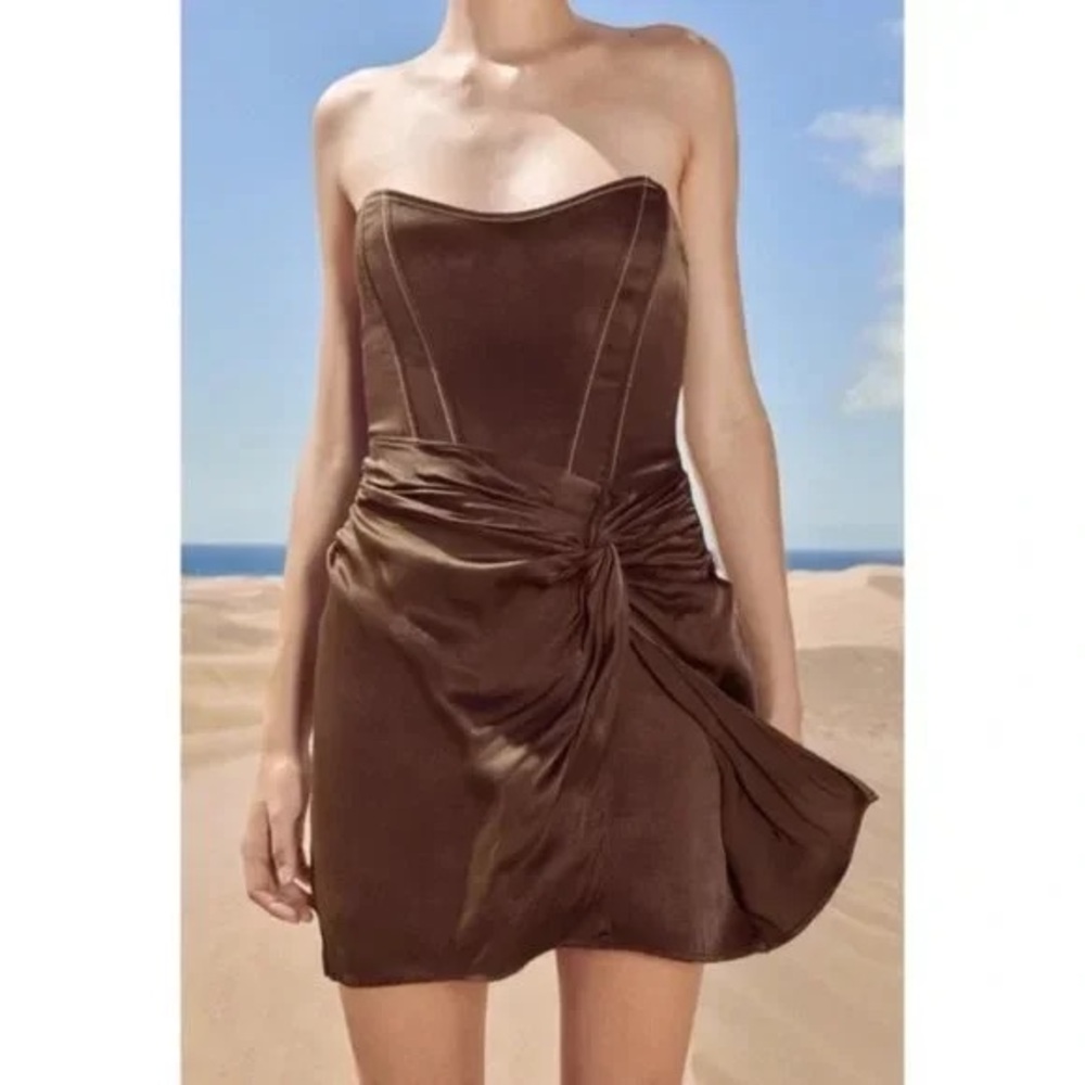 ZARA Topstitched Drape Dress